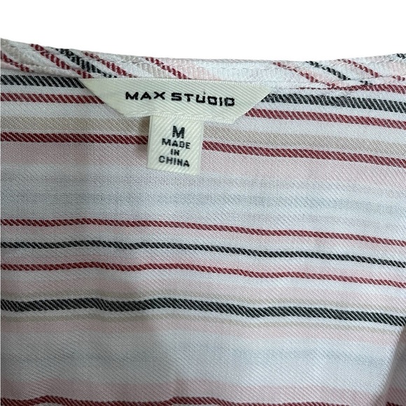 Max Studio Sleeveless Stripe White Base Blouse Stitch Neckline Closure Medium - Picture 2 of 5